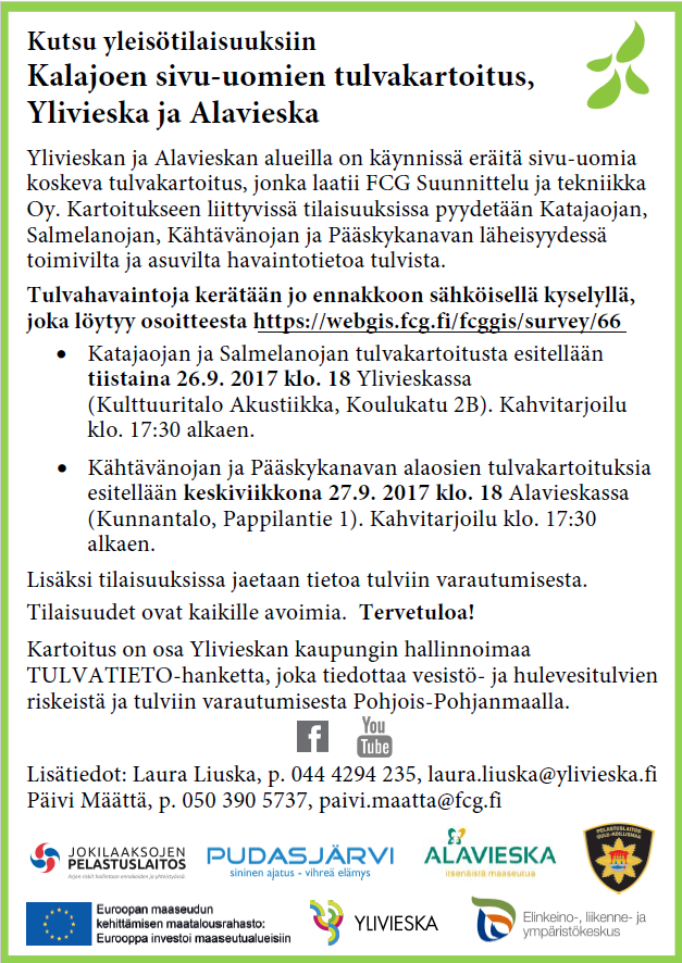 Ilmoitus yleisötilaisuudesta Alavieska ja Ylivieska.