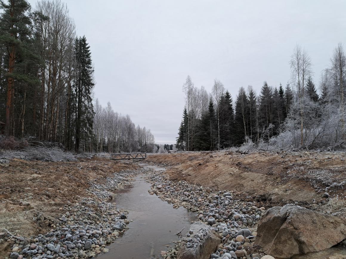 Kaupunkipuron yläosan purouoma.